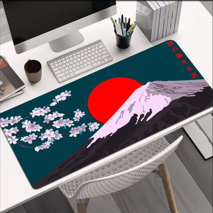 Mount Fuji Large Mouse Pad Office Keyboard Mat 90X40CM Locking Edge Gaming Mousepad Cherry Blossom Deskmat Japanese Mause Mat