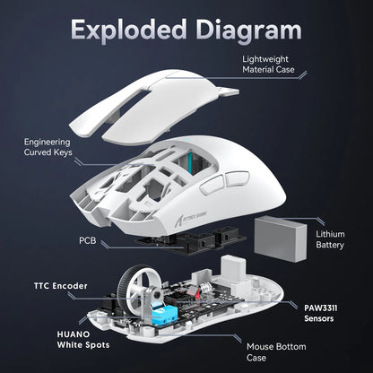 ATTACK SHARK X11 PAW3311 optical sensor,maximum resolution of 22K DPI acceleration up to 40G,edge in competitive gaming