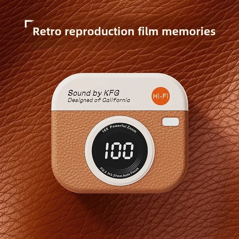 Q86wireless earphones semi in ear retro camera design power display  music earphones ultra long battery life sports earphones