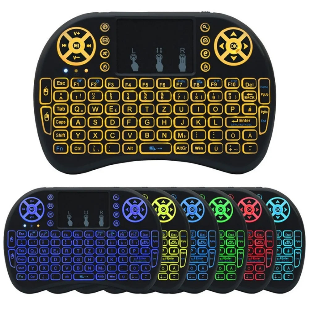 Backlit Mini Wireless Keyboard For Android TV Box PC X96 H96Max 2.4G Air Mouse Remote Touchpad 7 Color IR Leaning Remote Control