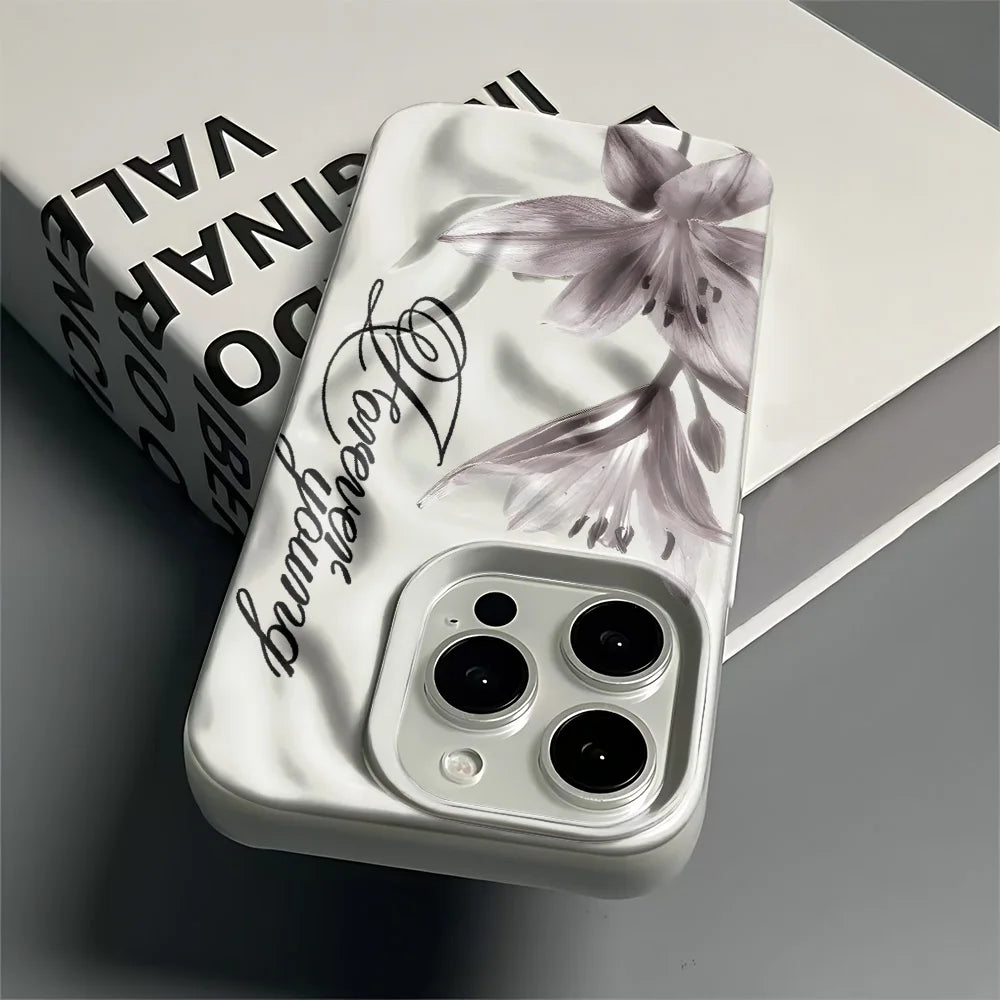 Lily Forever Young Camera Protection Silicone Case For Iphone 17 16 Plus 15 14 13 12 11 Pro Max Full Edge Shockproof Cover