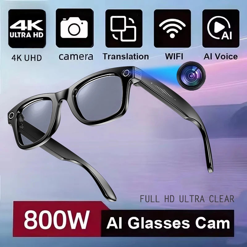 Smart AI Translation Glasses - Worldwide Explorer Edition (800W Camera, Waterproof)