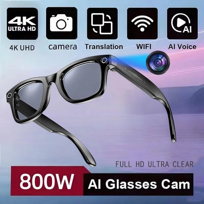 Smart AI Translation Glasses - Worldwide Explorer Edition (800W Camera, Waterproof)