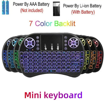 Backlit Mini Wireless Keyboard For Android TV Box PC X96 H96Max 2.4G Air Mouse Remote Touchpad 7 Color IR Leaning Remote Control