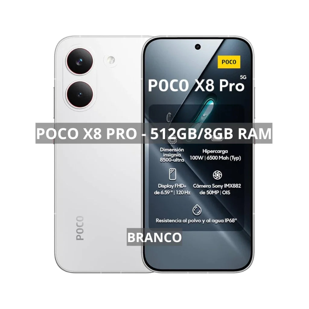 Poco X8 PRO 5G, 512GB/8GB Versão Global, MediaTek Dimensity 8500-Ultra, Bateria 6500mAh, Câmera 50MP