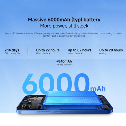 Xiaomi Redmi 15C 4G, 4+256GB Global Version, 6.9“ 120Hz Display MediaTek Helio G81-Ultra Processor 50MP 6000mAh 33W Side fingerprint NFC