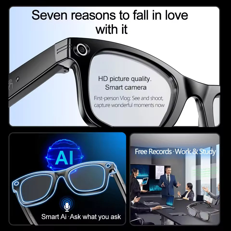 Smart AI Translation Glasses - Worldwide Explorer Edition (800W Camera, Waterproof)