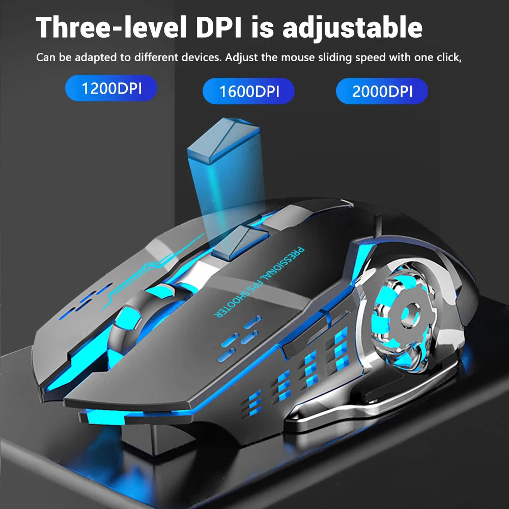 2.4G USB Wireless Bluetooth Mouse Ergonomic Silent Office Mice Rechargeable E-Sports Backlight Mouse For Computer Laptop Macbook