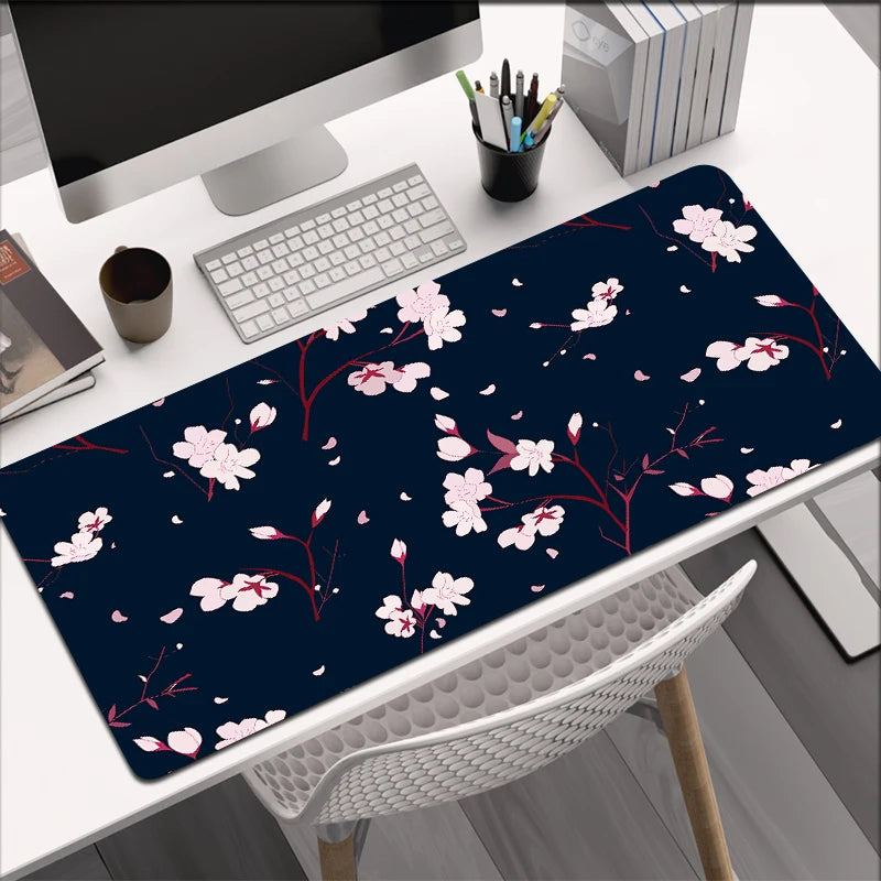 Mount Fuji Large Mouse Pad Office Keyboard Mat 90X40CM Locking Edge Gaming Mousepad Cherry Blossom Deskmat Japanese Mause Mat