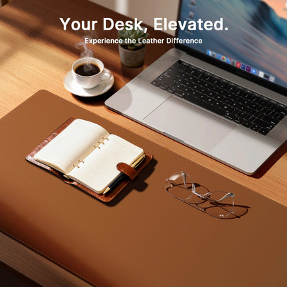Desk Pad Protector, Mouse Pad, Office Desk Mat, Non-Slip with Stitched Edges PU Leather Desk Blotter for Office Home School