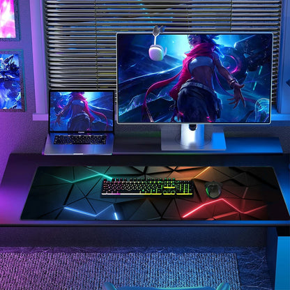 Mouse Pad Desk Pad Extended Mouse Mat 31.5x11.8in Large Computer Keyboard Desk Mat Desk Pad with Non-Slip Base and Stitched Edge