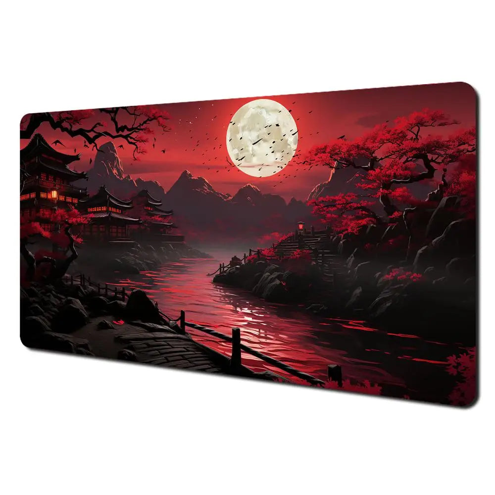 Red and Black Art Landscapes Large Mouse Pad Anti-Slip Durable Desk Mat Offices Accessories Keyboard Mouse Mat Tapis De Bureau