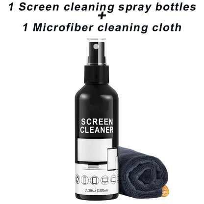 Screen Cleaner Spray Kit-Glass Cleaner Spray and Microfiber Cleaning Cloth,Suitable for a variety of Glass,Glasses,Camera Lenses