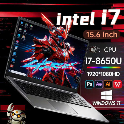 2026 New Core i7 8650U Windows 11 Pro Laptop 32GB RAM 2TB SSD for Gaming Office Studio High-Speed Notebook 5000mAh