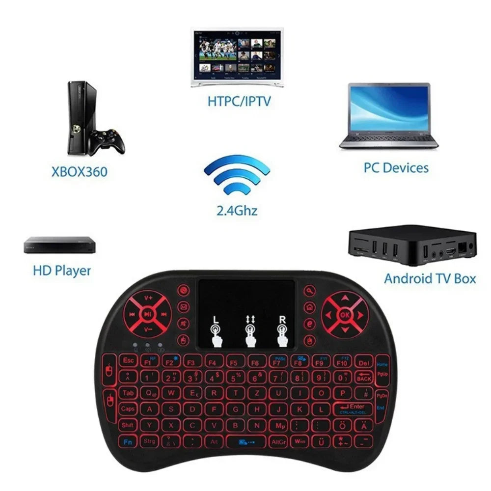 Backlit Mini Wireless Keyboard For Android TV Box PC X96 H96Max 2.4G Air Mouse Remote Touchpad 7 Color IR Leaning Remote Control