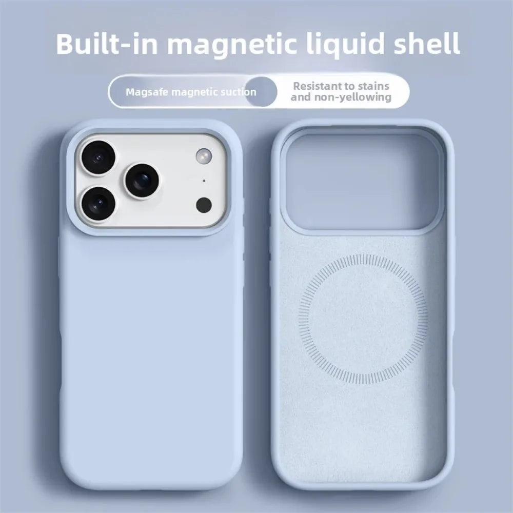 Phone Case For iPhone 17 16 Pro Max Liquid Silicone Cases For iPhone17 16 Pro Max 17Pro Air Soft Bumper Cover