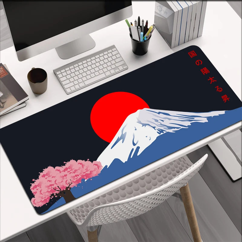 Mount Fuji Large Mouse Pad Office Keyboard Mat 90X40CM Locking Edge Gaming Mousepad Cherry Blossom Deskmat Japanese Mause Mat