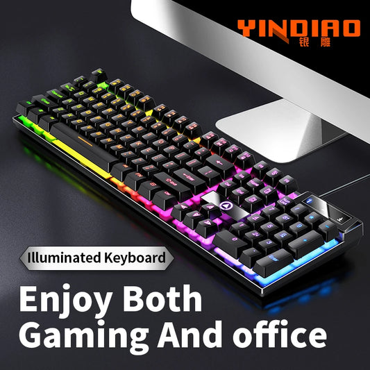 YINDIAO Professional Wired Gaming Keyboard - Universal PC/Office Layout