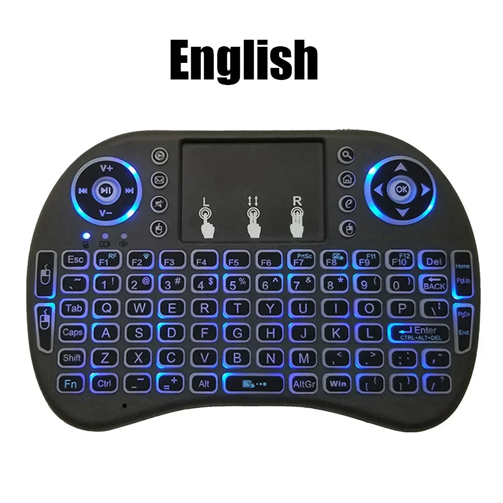 Backlit Mini Wireless Keyboard For Android TV Box PC X96 H96Max 2.4G Air Mouse Remote Touchpad 7 Color IR Leaning Remote Control