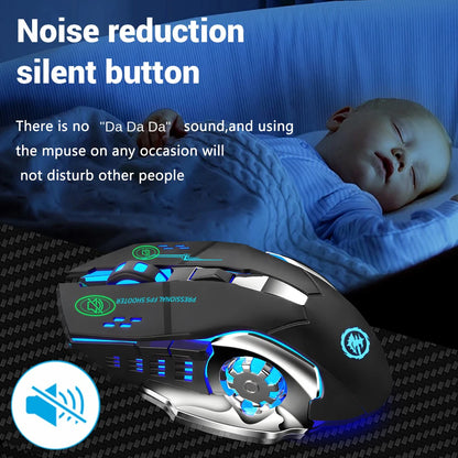 2.4G USB Wireless Bluetooth Mouse Ergonomic Silent Office Mice Rechargeable E-Sports Backlight Mouse For Computer Laptop Macbook