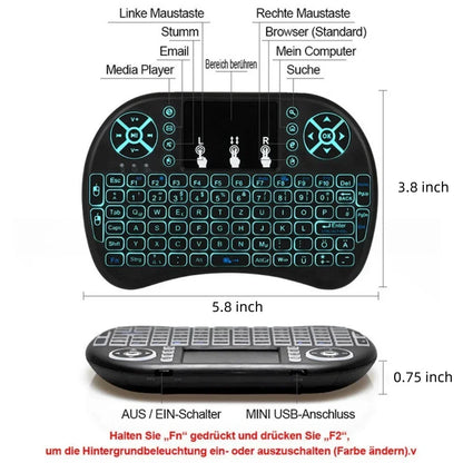 Backlit Mini Wireless Keyboard For Android TV Box PC X96 H96Max 2.4G Air Mouse Remote Touchpad 7 Color IR Leaning Remote Control