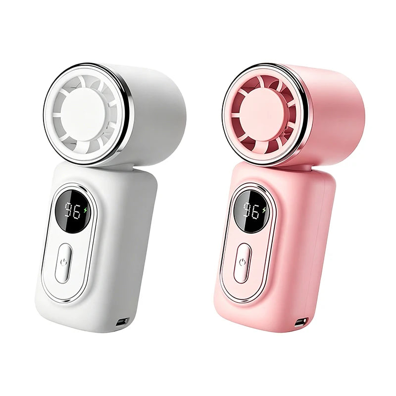 Portable Mini Fan Handheld Small Fan Cooling Turbo High Speed Fans 3000mAh 5 Speeds 180° Adjustable LED Display USB Rechargeable