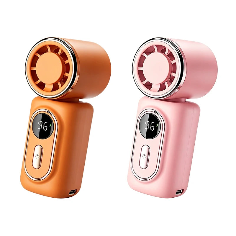 Portable Mini Fan Handheld Small Fan Cooling Turbo High Speed Fans 3000mAh 5 Speeds 180° Adjustable LED Display USB Rechargeable