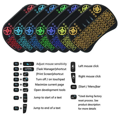 Backlit Mini Wireless Keyboard For Android TV Box PC X96 H96Max 2.4G Air Mouse Remote Touchpad 7 Color IR Leaning Remote Control