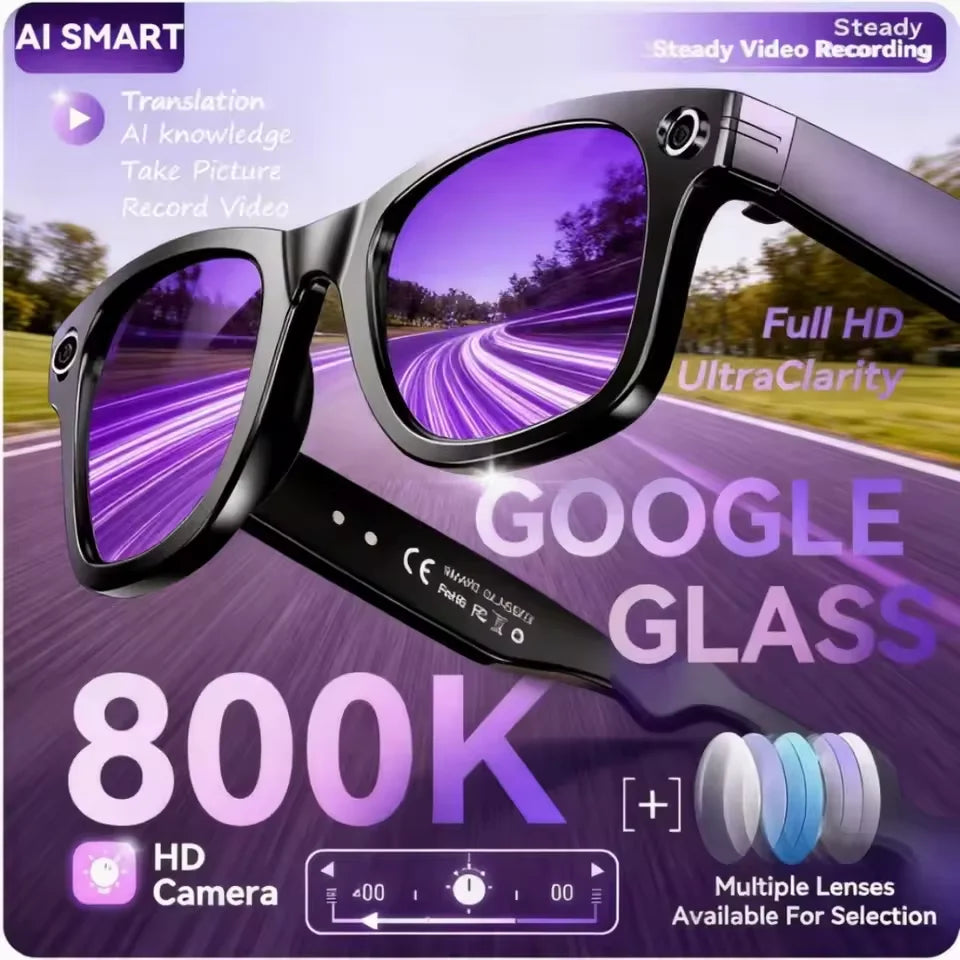 Smart AI Translation Glasses - Worldwide Explorer Edition (800W Camera, Waterproof)