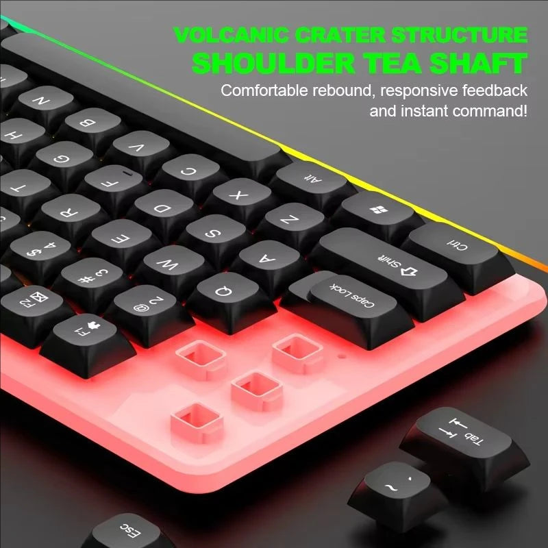 GTX350 Gaming Keyboard Mouse Combos Computer Laptop Backlight Gamer Kit LED Wired Usb Keyboard GTX350 Set-Black
