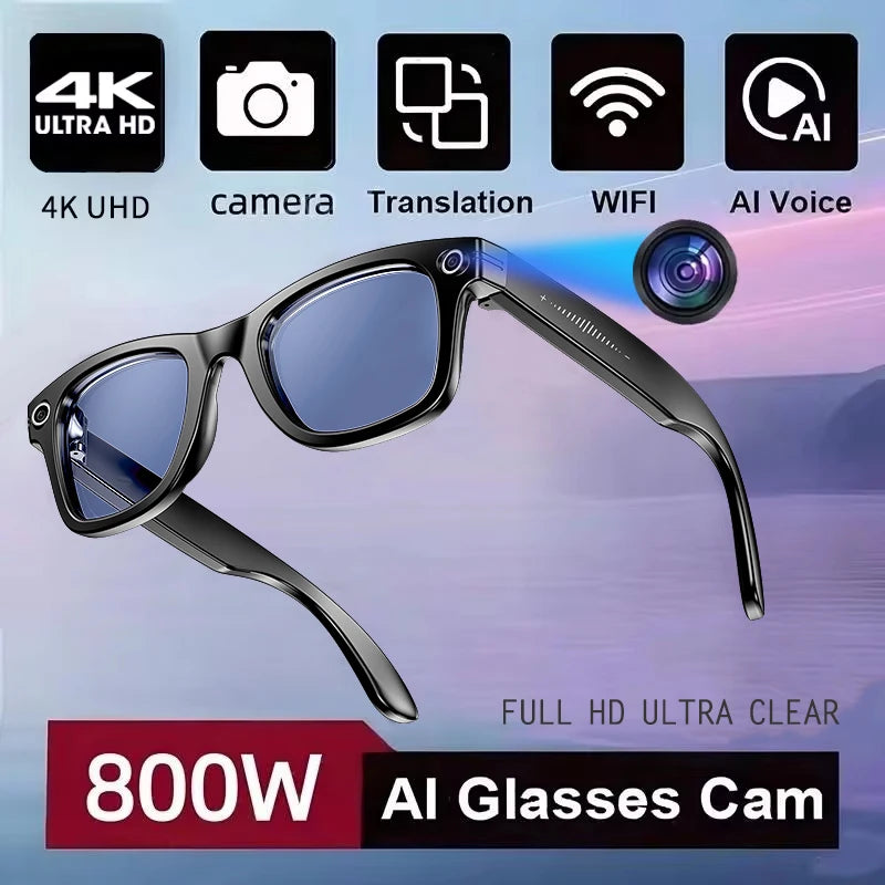 Smart AI Translation Glasses - Worldwide Explorer Edition (800W Camera, Waterproof)