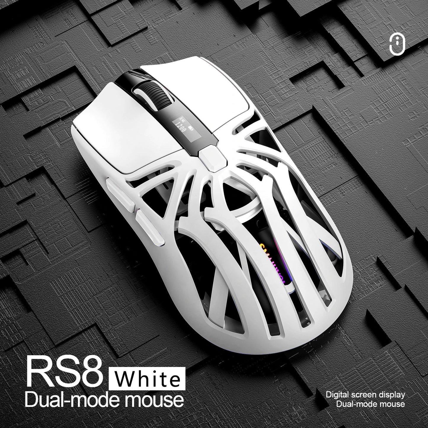 SMAILWOLF RS8  1000Hz Bluetooth mouse, 10000dpi, three-mode connection, lightweight macro gaming mouse notebook computer