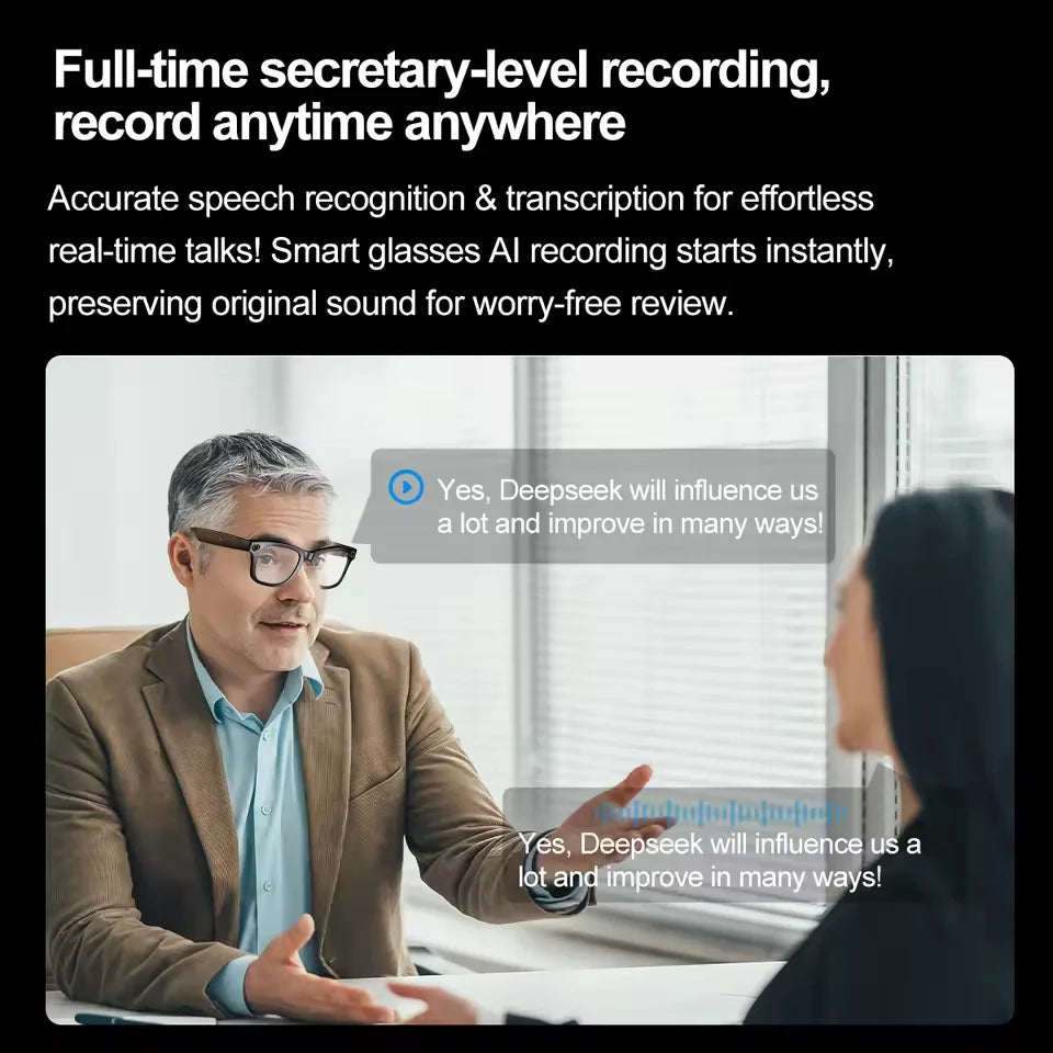 Smart AI Translation Glasses - Worldwide Explorer Edition (800W Camera, Waterproof)