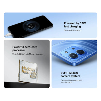Xiaomi Redmi 15C 4G, 4+256GB Global Version, 6.9“ 120Hz Display MediaTek Helio G81-Ultra Processor 50MP 6000mAh 33W Side fingerprint NFC