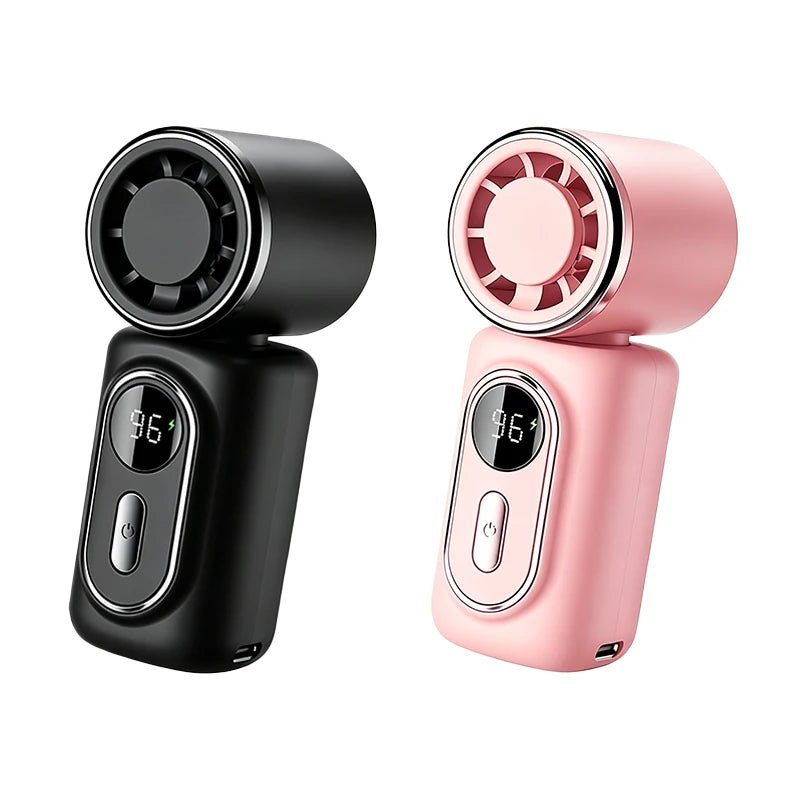 Portable Mini Fan Handheld Small Fan Cooling Turbo High Speed Fans 3000mAh 5 Speeds 180° Adjustable LED Display USB Rechargeable
